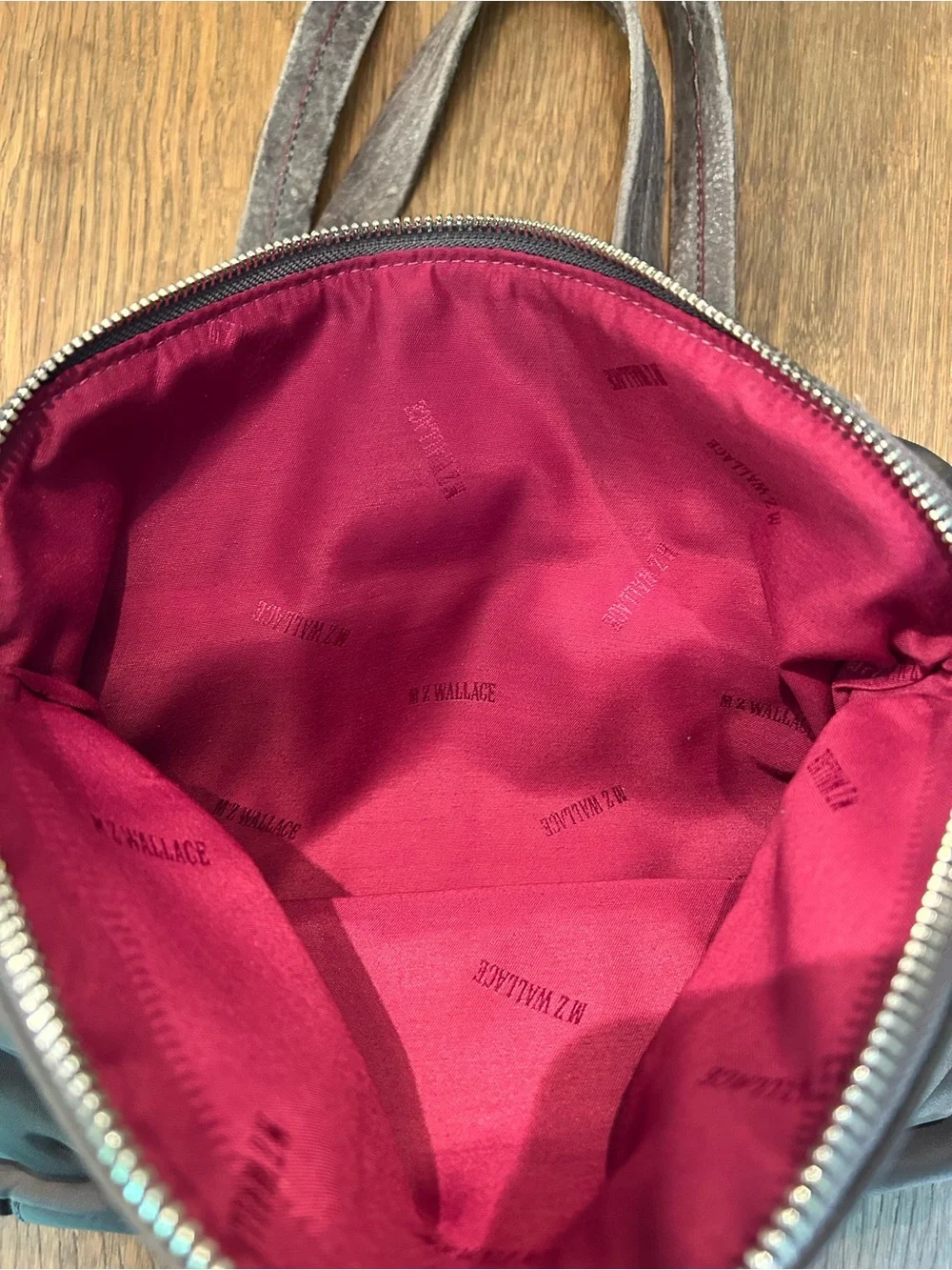 MZ Wallace Charcoal Nylon Shoulder Bag with Dual Front Pockets